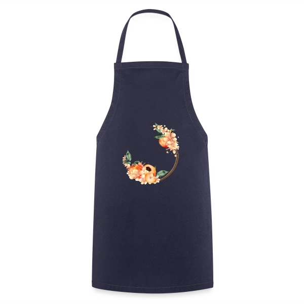 Pêche et Fleur en Couronne Tendance sur Tablier de cuisine