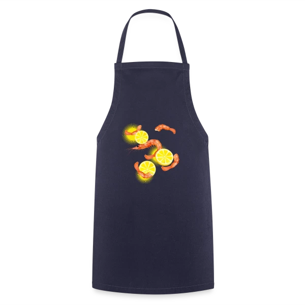 Crevettes et Citron Frais sur Tablier de cuisine