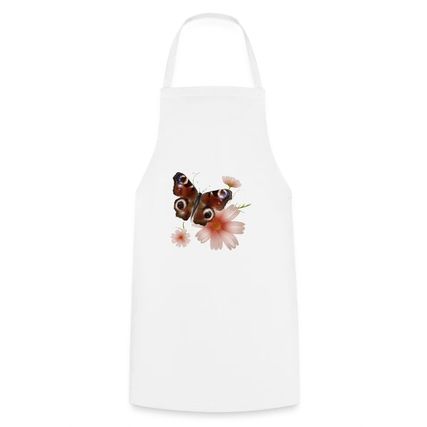 Papillon Paon-du-Jour Éclatant de Roses sur Tablier de cuisine