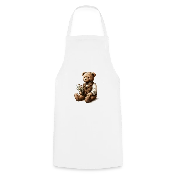 Teddy Vintage Fleuri: Douce Nostalgie sur Tablier de cuisine