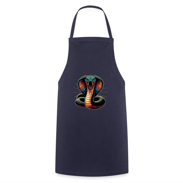 Cobra Royal Éclatant : Style Dynamique et Vives Couleurs sur Tablier de cuisine