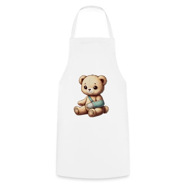 Teddy Réconfortant Plâtré : L'Ours Symbole de Courage et d'Amour sur Tablier de cuisine