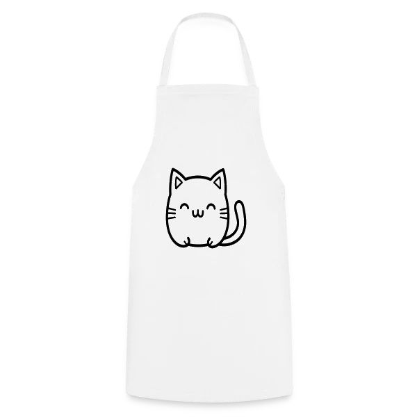 Chat Kawaii Souriant sur Tablier de cuisine