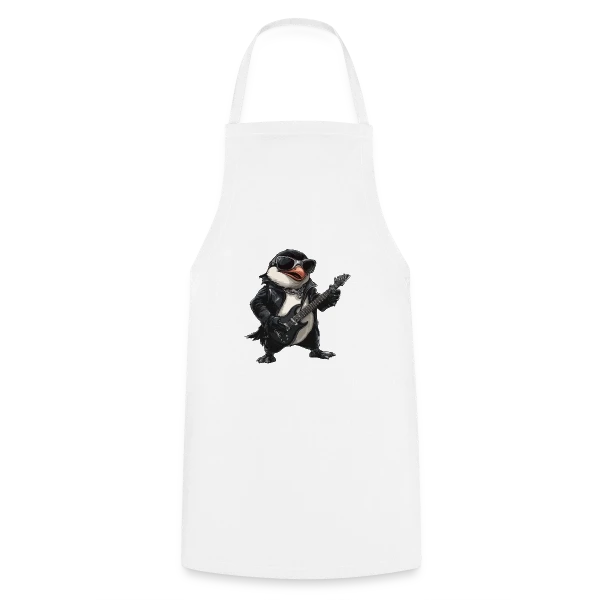 Pinguin Rocker Guitariste Heavy Metal sur Tablier de cuisine