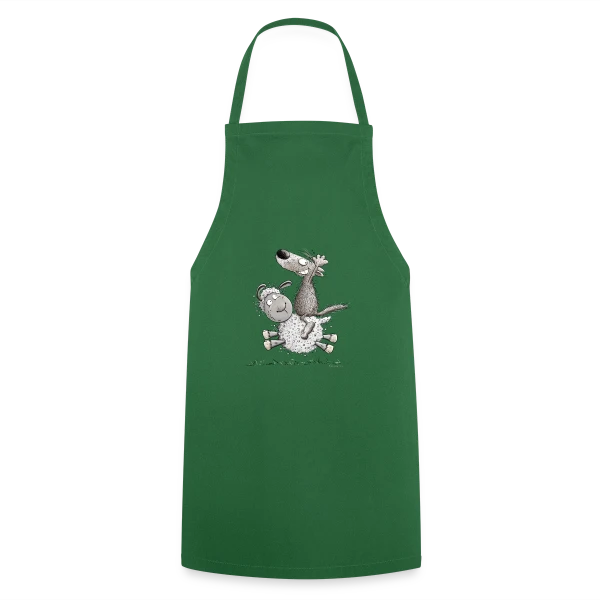 Loup Cavalier & Mouton Rigolo sur Tablier de cuisine