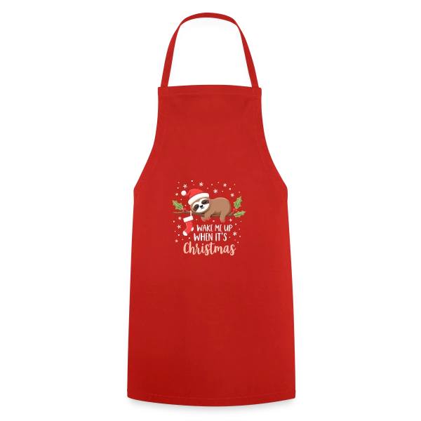 Noël Paresseux Endormi - Réveille-moi pour Noël sur Tablier de cuisine