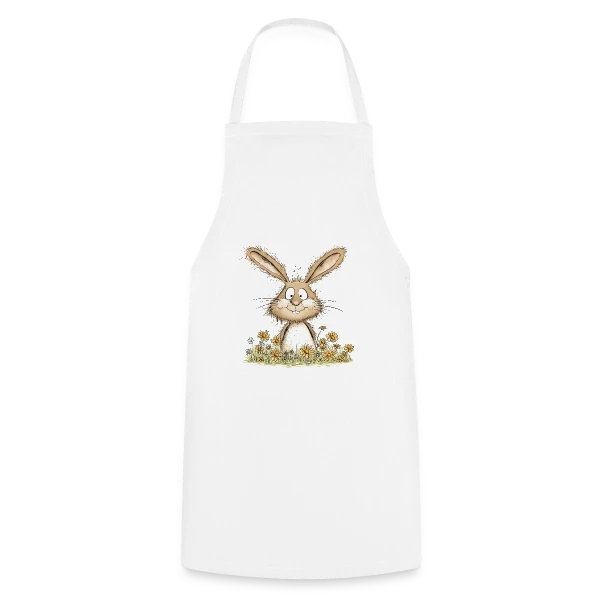 Lapin Rigolo des Fleurs sur Tablier de cuisine
