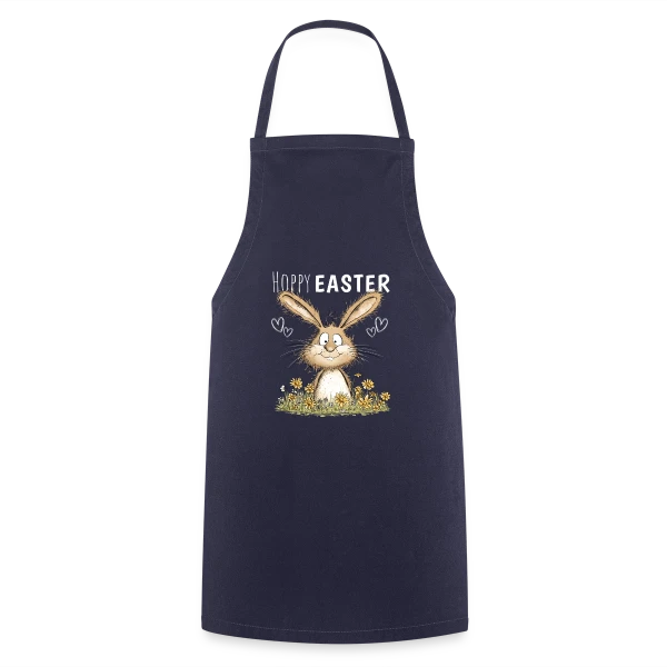 Joyeuses Pâques Lapin Fleuri sur Tablier de cuisine