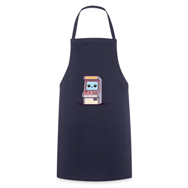 Borne d'Arcade Kawaii : Sourire Rétro Gaming sur Tablier de cuisine