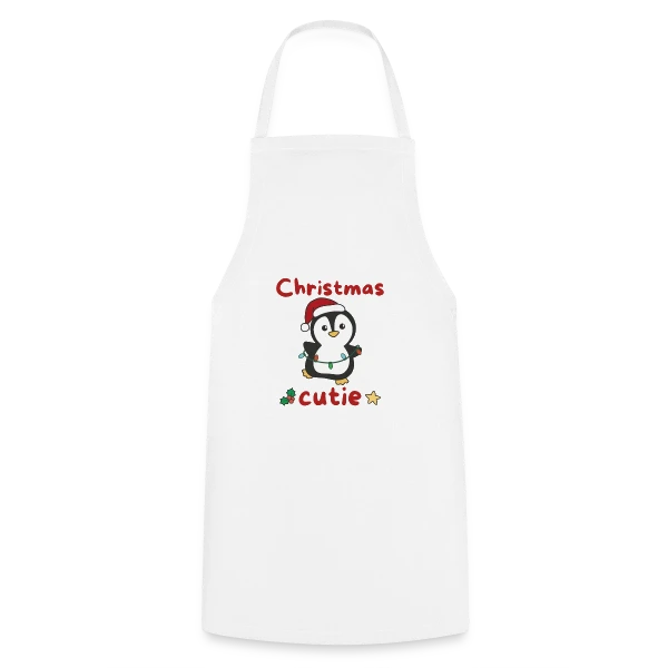 Pingouin Mignon Lumières Noël sur Tablier de cuisine