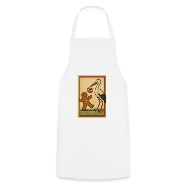 Cigogne et Mannele Alsacien sur Tablier de cuisine