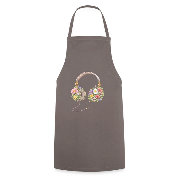 Casque Audio Fleuri - Harmonie Musicale et Naturelle sur Tablier de cuisine