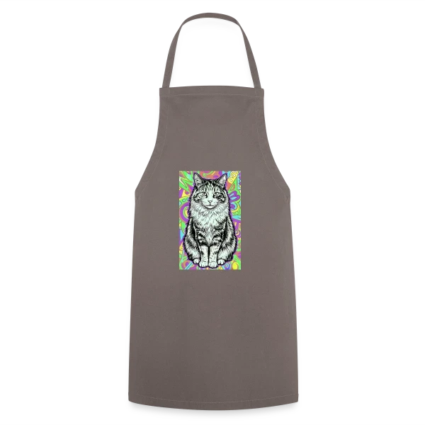 Chat Stylisé Psychédélique sur Tablier de cuisine
