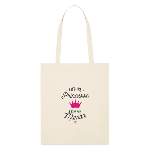 Maquette de Tote Bag Coton Bio - Future Princesse comme Maman à personnaliser