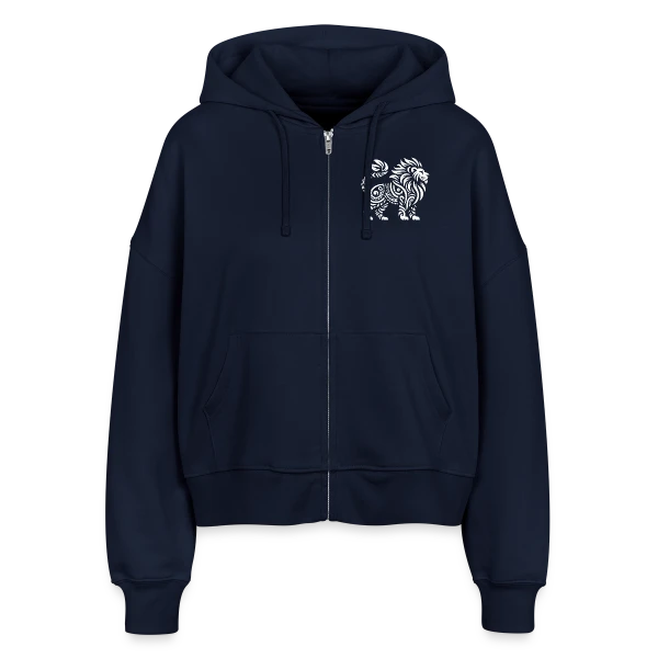 Lion Tribal : Force et Élégance Sauvage sur Veste à capuche bio Ida Stanley/Stella Femme