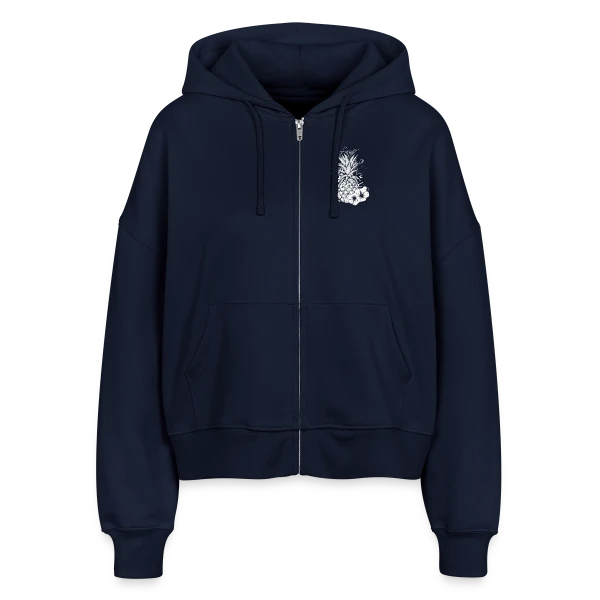 Ananas Tropical Blanc Stylisé sur Veste à capuche bio Ida Stanley/Stella Femme
